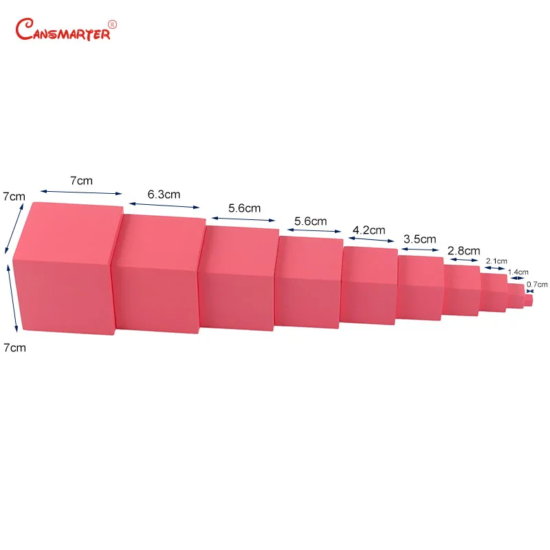 Sensory Games Block Toys Pink Towers Home Plaing Training Math Toys Pink Towers Blocks Cubes for Children 3-6 Years ToySE003-JZ4