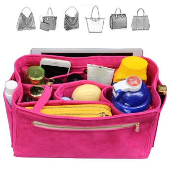 

Customizable Velvet Bag Organizer Tote Purse Insert/Cosmetic Makeup Diaper Belongings/Multi Pocket Bag in Bag Organizer For Tote