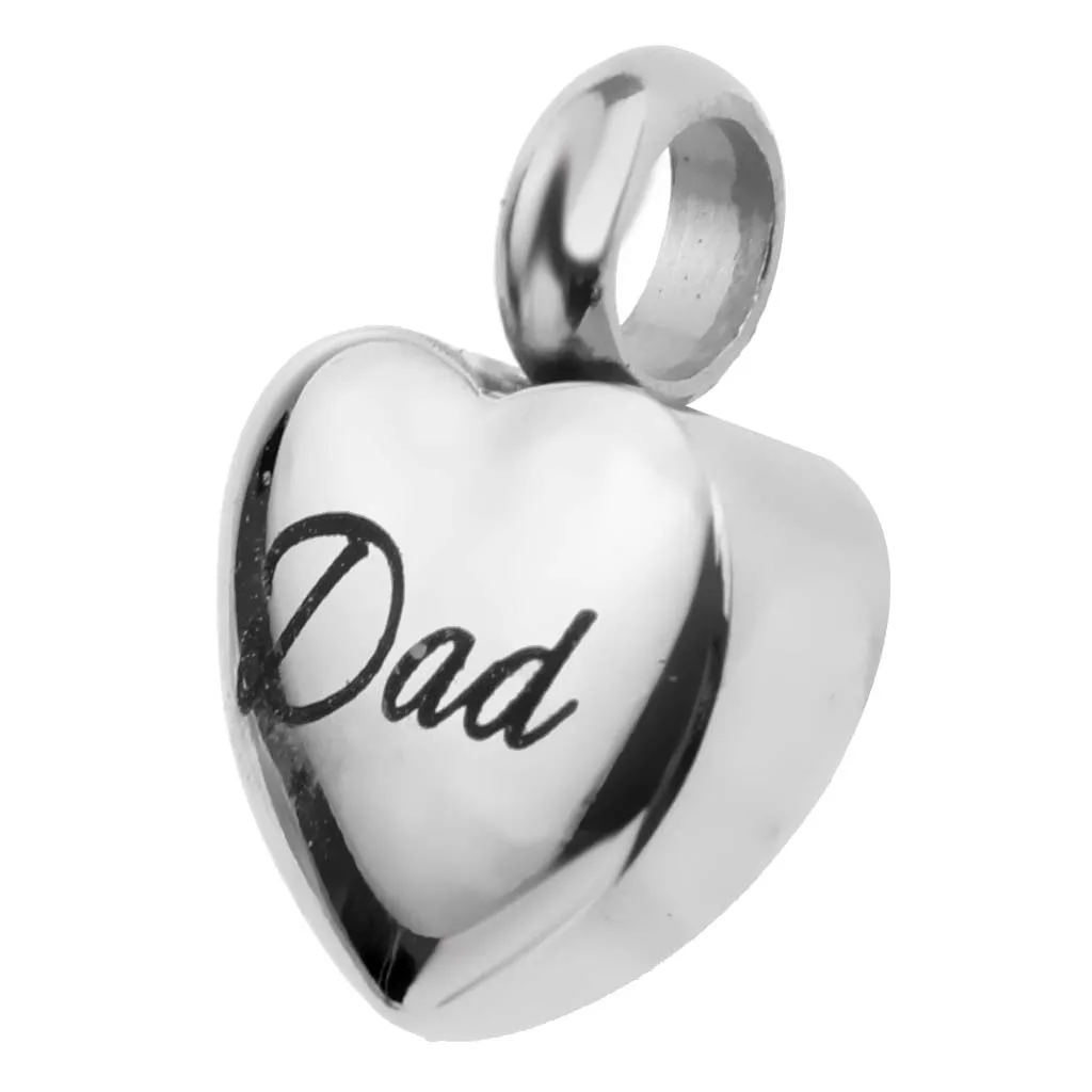 Stainless Steel Love Heart Urn Pendant Memorial Cremation Ash Holder Dad/Mom/Husband/Wife/Brother/Sister