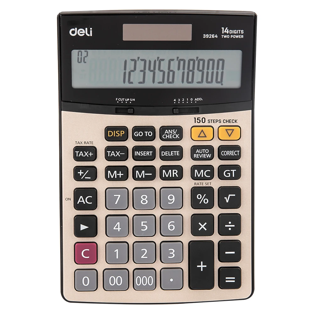 Для кулинарно-деликатесной продукции E39264 калькулятор-150-проверить калькулятор с функцией расчета налога 14-значный металлическую-Батарея& Солнечная двойной мощность