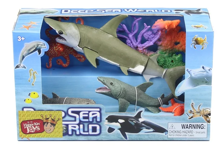 Deluxe Marine Animal Playset with Movable Joints - Whale, Shark, Octopus, Dolphins, Squid, and Coral