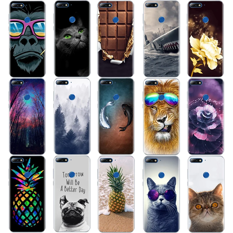Silicone case For AUM-L41 5.7 inch Huawei Honor 7C Case Cover Pro 5.99&quot soft back cover Phone russian version | Мобильные