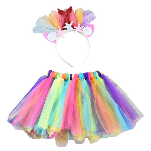 Детская юбка-пачка для девочек вечерние костюмы для танцев на возраст от 0 до 8 лет, юбка+ цветочный набор рыбьего хвоста, танцевальная одежда, юбка принцессы, 40