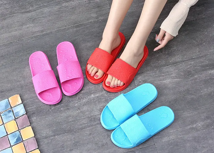 Summer New Pure Color Lovers Household Slippers Anti-slip Waterproof Slide Bathing Bathroom Men's And Women's Lovers Shower Slippers (5)