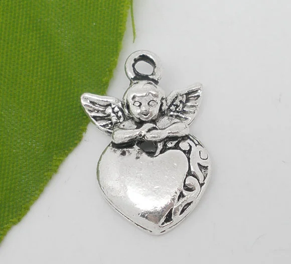 

Doreen Box Lovely 20 Silver Tone Angle&Heart Charm Pendants 25x16mm (B07129)
