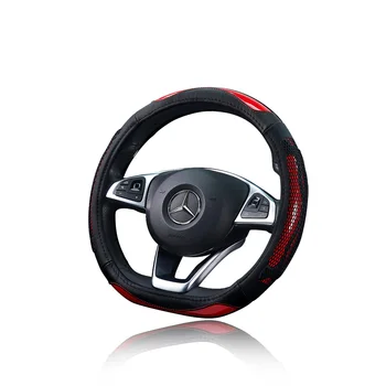 

KKYSYELVA D Shape Steering-Wheel Black Auto Car Steering Wheel Cover Leather 38CM wheel cover Interior accessories