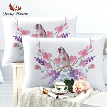 

2 Piece Animal Pillowcase Cartoon Pillow Cover Bird Microfiber Fabric Soft Flower Pillow Case 50cmx75cm 50cmx90cm m2935
