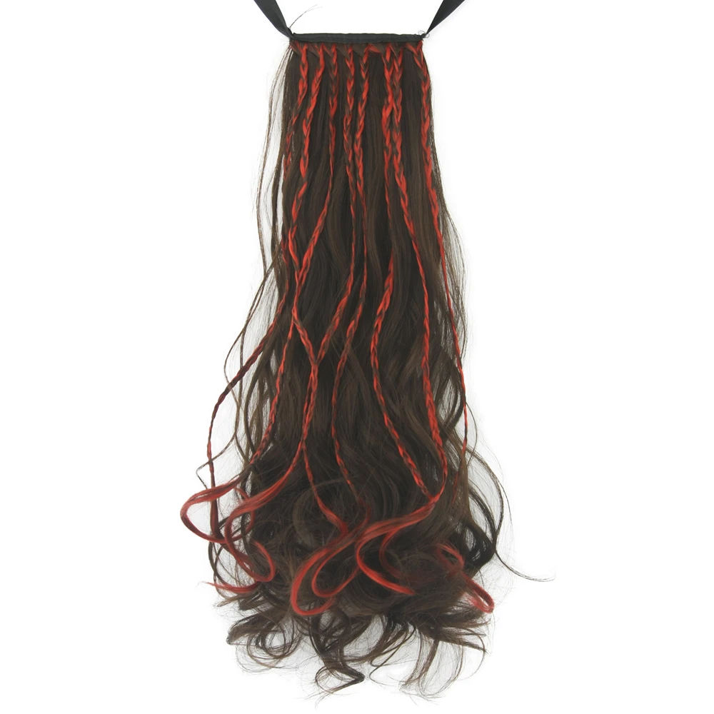 Soowee длинные волнистые Для женщин лента Тип волос Синтетические волосы Хвостики hairpience Клип В Химическое наращивание волос