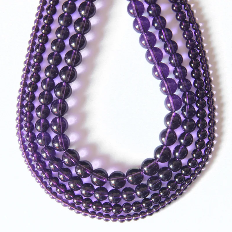 

1 Strand 4 6 8 10mm Purple Amethysts Crystal Beads Round Natural Stone Spacer Beads for DIY Bracelets Necklace Jewelry Making