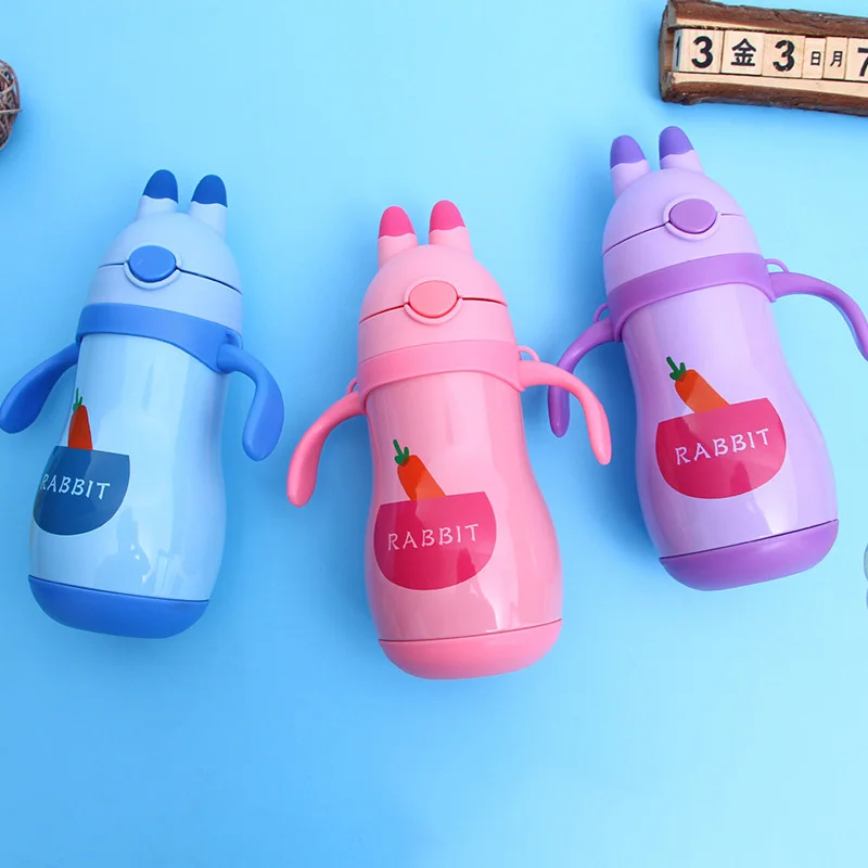 Детский милый кролик тренировочный поилка BPA бесплатно Дети Герметичная Бутылка младенческой питьевой чашки ручка безопасности Малыш