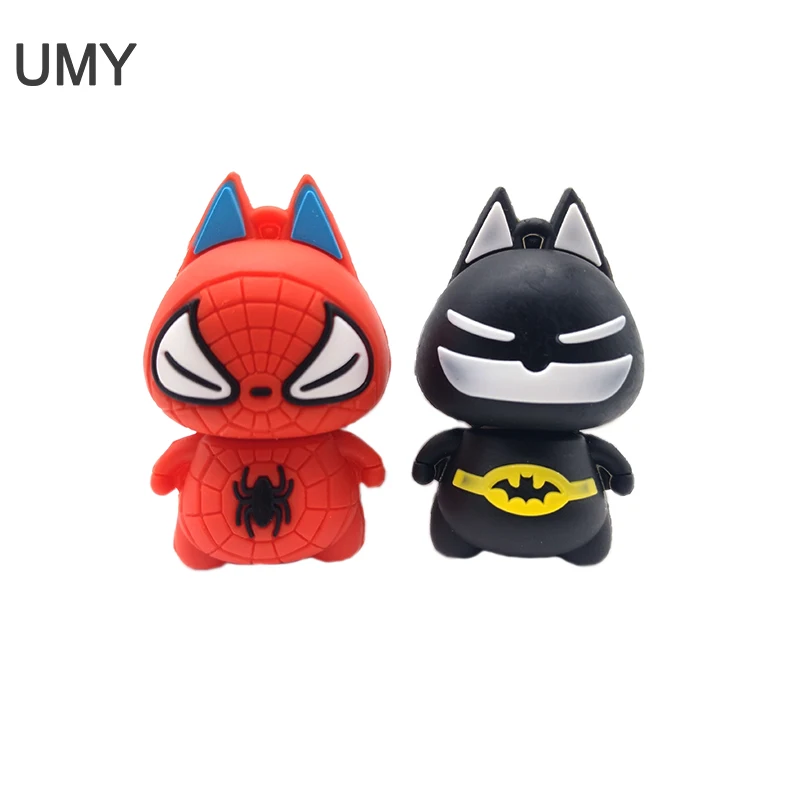 

USB flash drive cartoon superhero pen drive 4GB 8GB 16GB 32GB 64GB cute batman/spiderman memory stick lovely gift pendrive