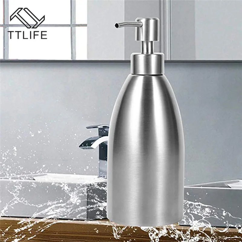 

TTLIFE Fdit Stainless Steel Soap Dispenser Kitchen Sink Faucet Bathroom Shampoo Box Soap Container Deck Mounted Detergent Bottle