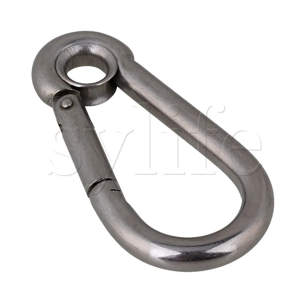 M9 Silver 304 Stainless Steel 90mm 304 Spring Hook Eyelet for Outdoor