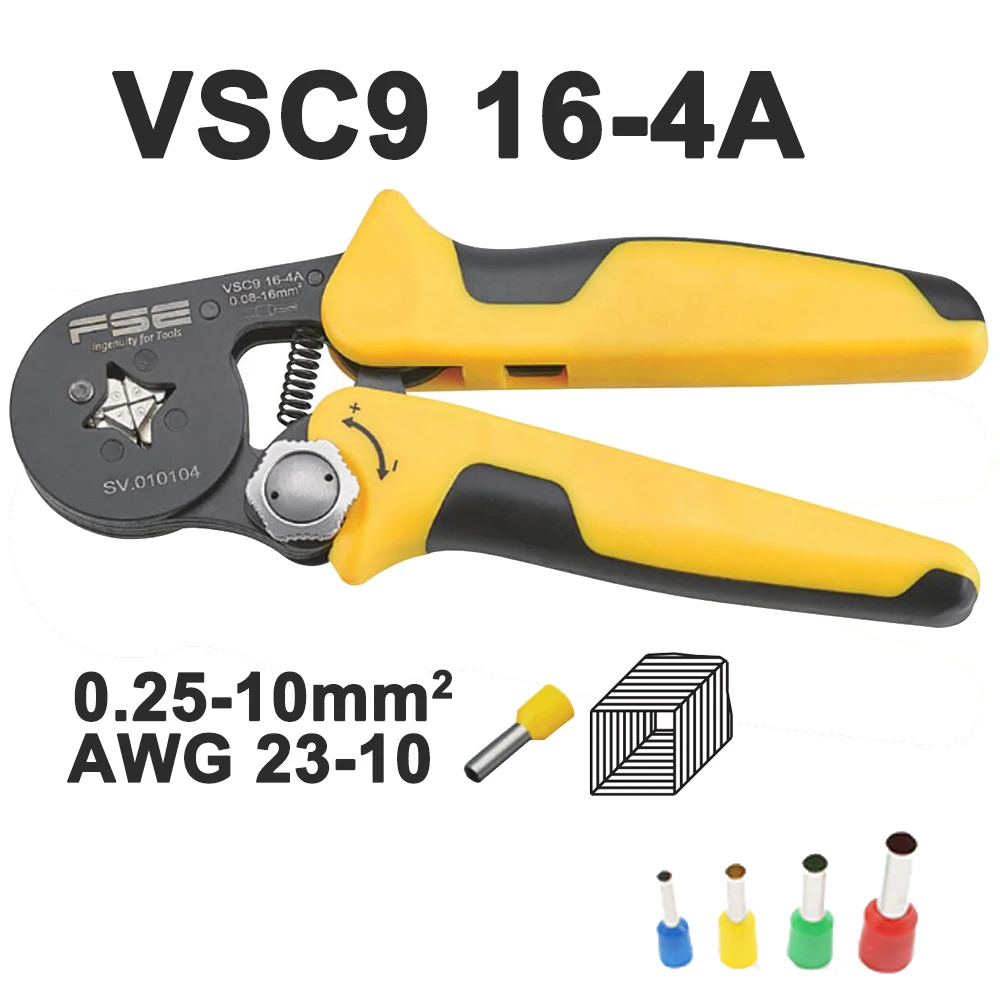 Crimping pliers VSC8 10-6A 6-4C VSC9 16-4A 0.08-16mm2 26-5AWG for tube type needle type terminal manual adjustable tools - Цвет: VSC9 16-4A