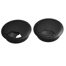 2 Pcs 53mm Diameter Desk Wire Cord Cable Grommets Hole Cover Black