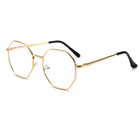 Men Vintage Anti Blue light Glasses Frame Round Women Lens Myopia Optical Mirror Simple Metal Anti-blue Clear Eyewear Frames - Цвет оправы: Золотой