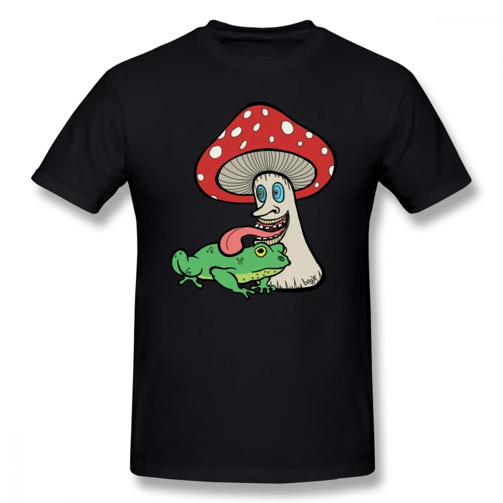 Психоделическая одежда футболка Грибная жаба Футболка мужская забавная футболка с мультяшным принтом Мужская Повседневная футболка с коротким рукавом - Цвет: Black