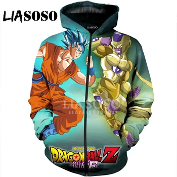 

LIASOSO 3D Print Women Men Anime Dragon Ball Z Super Goku Frieza Hooded pullover Hoodies Sweatshirts Zipper Jacket HarajukuX0960