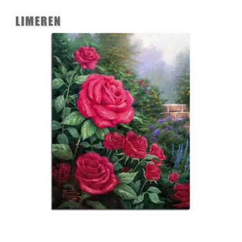 

Diy Oil Painting By Numbers Modern Acrylic Paint Flower Red Rose Decorative Canvas Painting Coloring By Number For Unique Gift