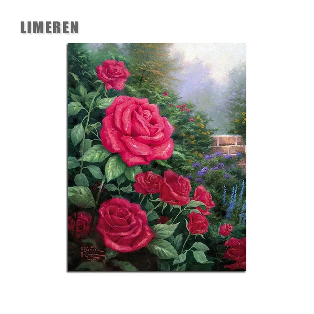 Diy Oil Painting By Numbers Modern Acrylic Paint Flower Red Rose Diy Oil Painting By Numbers Modern Acrylic Paint Flower Red Rose Decorative Canvas Coloring Number For Unique Gift