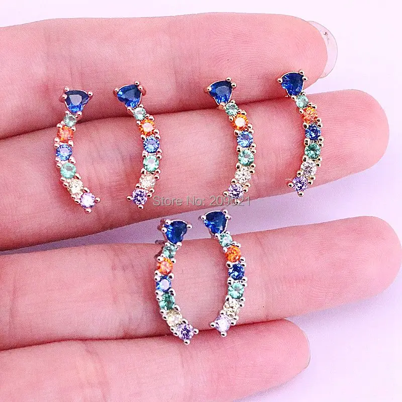 10 пар Новые высококачественные микро проложить блестящие красочные cz циркониевые серьги для девушек женские модные ювелирные серьги