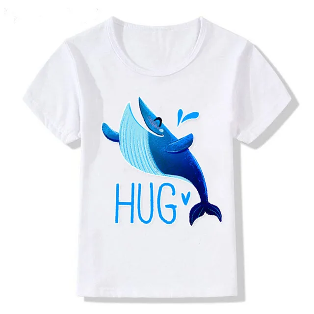 Новая забавная Футболка с принтом акулы детская футболка для мальчиков и девочек, От 1 до 12 лет, летние белые футболки