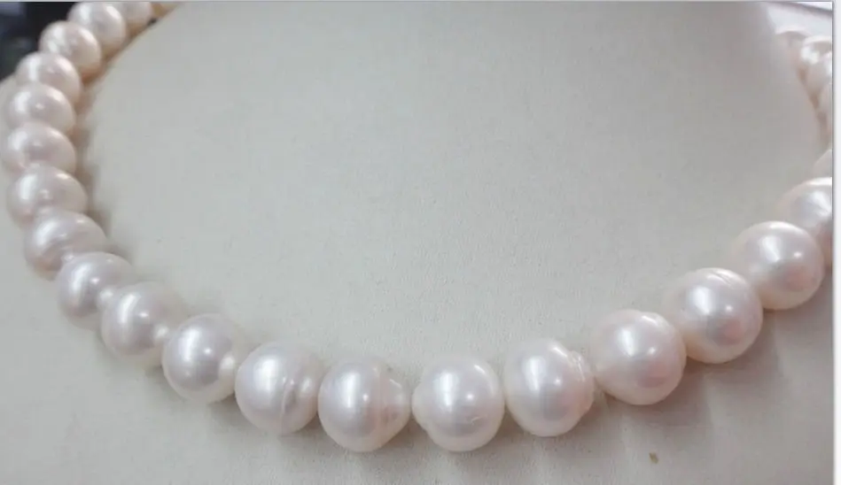 

HUGE 18"12x16MM AUSTRALIAN SOUTH SEA NATURAL WHITE NUCLEAR PEARL NECKLACE AAA