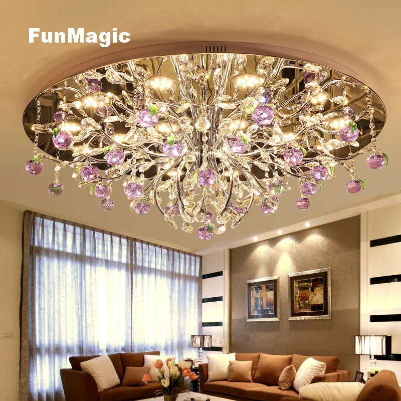 

Modern Romantic Large Flower Diamond Crystal LED Ceiling Light Living Room Bedroom Ceiling Fixture Lamp Dimming Bedroom Lighting