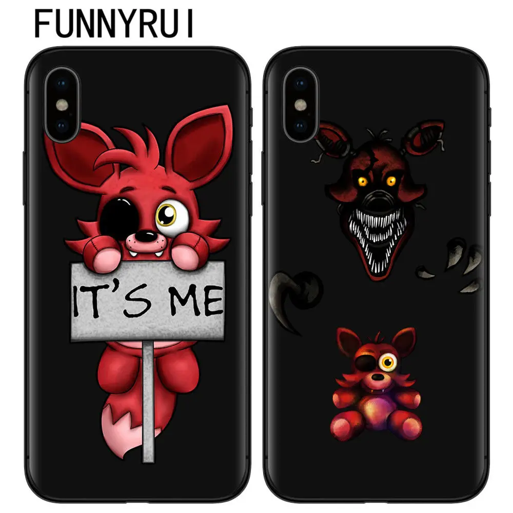 FUNNYRUI FNAF плюшевый Foxy чехол для телефона iphone X 5 5s SE 6 6s 7 8 plus мягкий черный