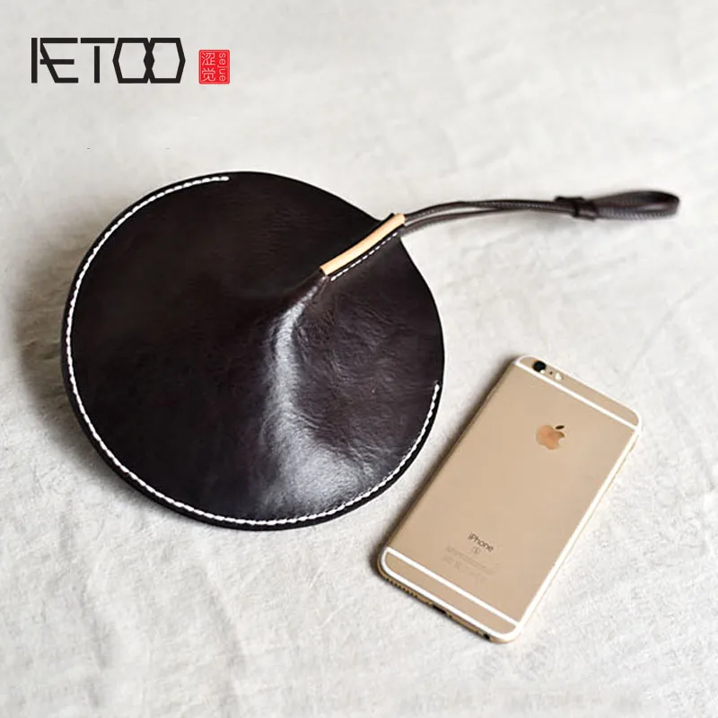 AETOO Original design sense leather round hand bag small bag top layer leather coin purse Chinese national style personality