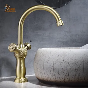 

ZGRK Basin Faucets Antique Bronze Brass Kitchen Bathroom Sink Faucet Deck Mount Toilet Mixer Hot and Cold Water Taps SLT137
