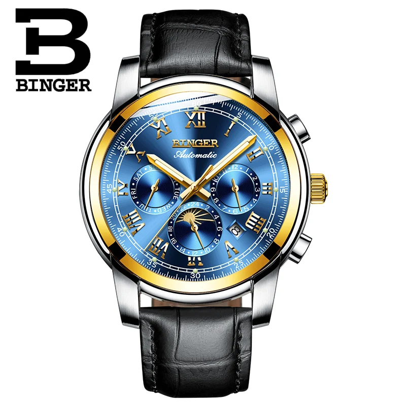 سويسرا التلقائي الميكانيكية ووتش الرجال بينغر الفاخرة العلامة التجارية رجل الساعات الياقوت ساعة للماء relogio masculino B1178-10 سويسرا التلقائي الميكانيكية ووتش الرجال بينغر الفاخرة العلامة التجارية رجل الساعات الياقوت ساعة للماء relogio masculino B1178-10