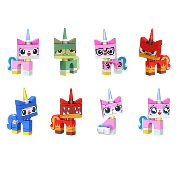 

8pcs/lot Figure Bricks Unikitty Super Angry Astro Queasy Biznis Unicorn Kitty Building Blocks Model Toys For Children