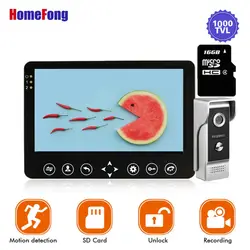 Homefong 7 дюймов видео телефон двери HD камера PIR датчик движения визуальный домофон для домашнего наблюдения запись разблокировки SD карты