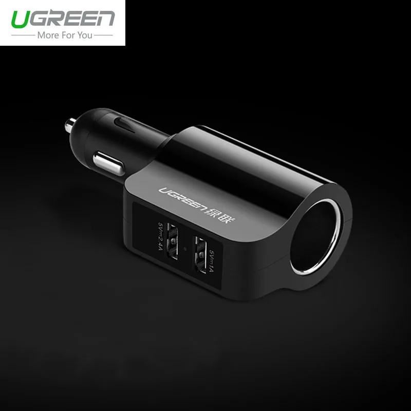 Ugreen расширение автомобильное зарядное устройство для телефона для iPhone X 8 7 6 Plus USB Авто адаптер для iPad Xiaomi Mi6 Mi5 samsung S8 S7 S6 Edge LG G6