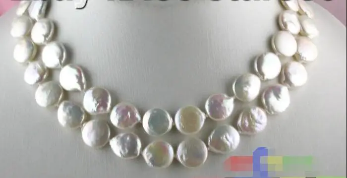 

FREE SHIPPING HOT sell new Style >>>>30" 14MM COIN WHITE FRESHWATER CULTURED PEARL NECKLACE