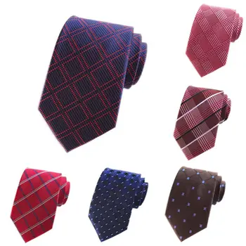

Men Wedding Cravate Neck Tie Silk Plaid Ties Party Business Formal Male Ties