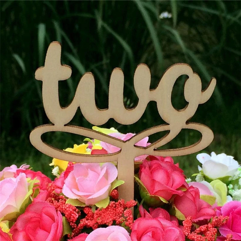 2018 New Wooden Wedding Table Flower Seat Card Cake Topper Decoration For Baby Birthday  Easy operation Lightweigh Hot C0404#0 01