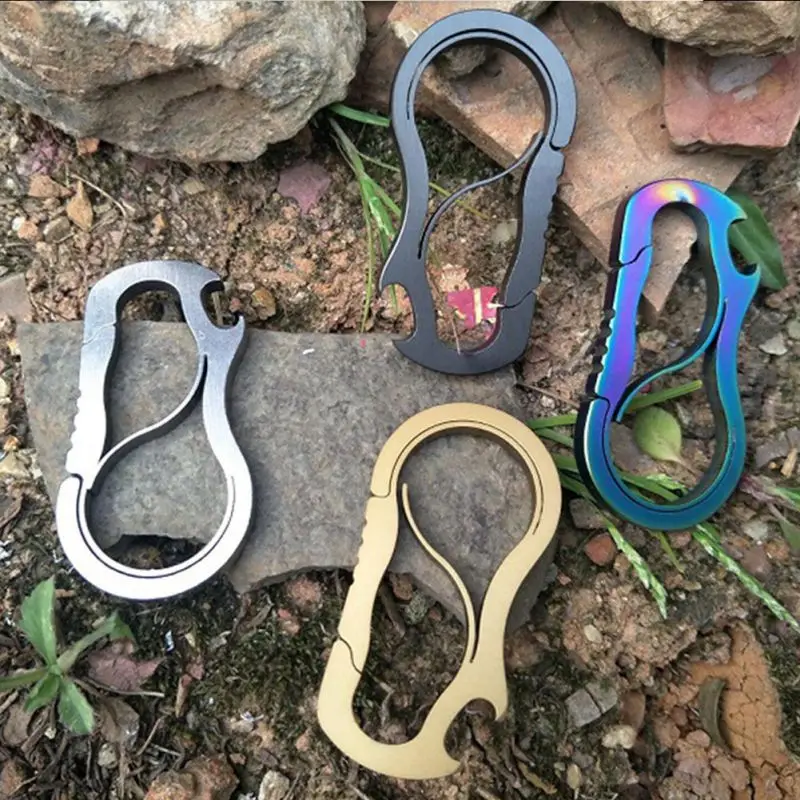 

Mutil-Function Mountaineering Buckle With Bottle Opener Full Stainless Steel Anti-Lost KeyChain