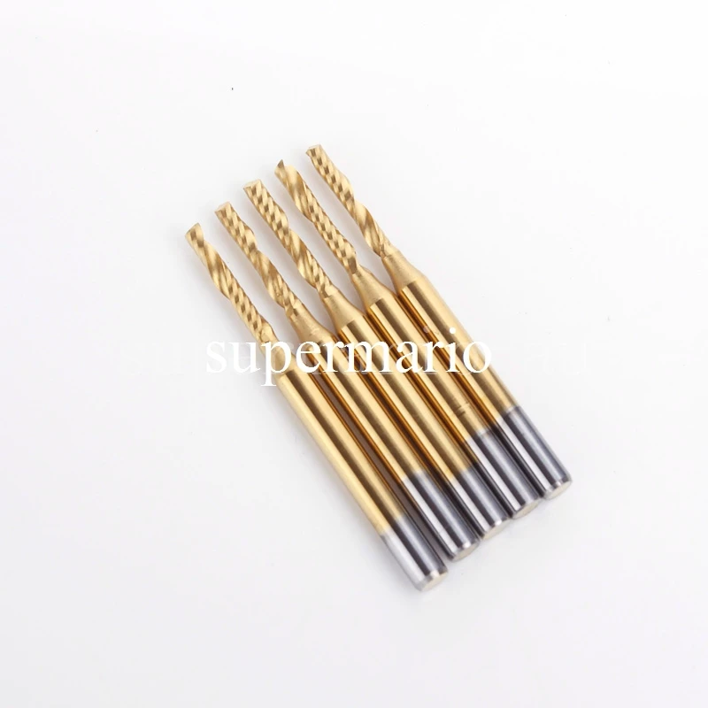 

5x 1/8'' Titanium N2 Coated Carbide One Single Flute CNC Router Bit 2mm x15mm