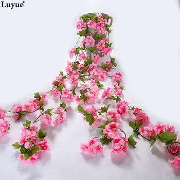 

Luyue 233cm Silk Artificial Flowers Cherry Wedding Decor DIY Rattan Garland Simulation Wisteria flowers vine Party Home Garden