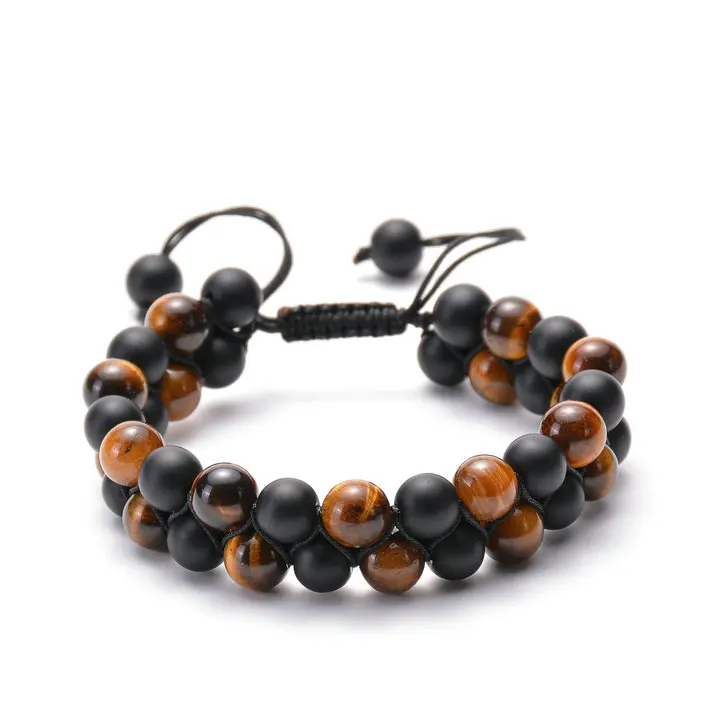 

Bright Moon Fashion Jewelry Tiger Eye Stone Beads Bracelet Stone Bracelet Adjustable Matte Stone Bead Bracelet for 8mm