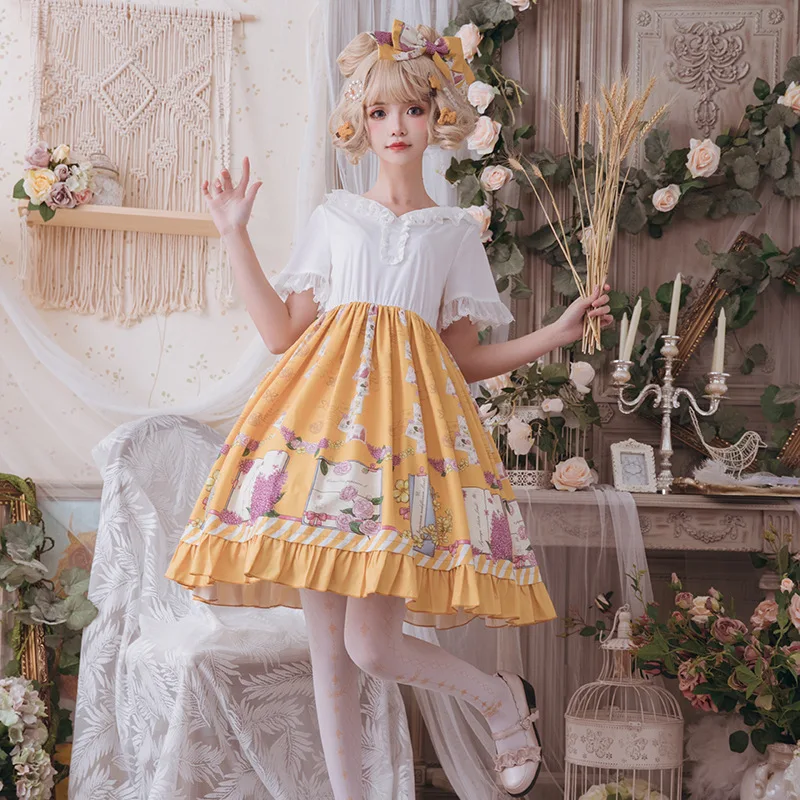 

Free Limited Shipping 2019 New Brocade Garden Original Spring Cane Op Lolita Dress Printing Daily Joker Short Skirts In Summer