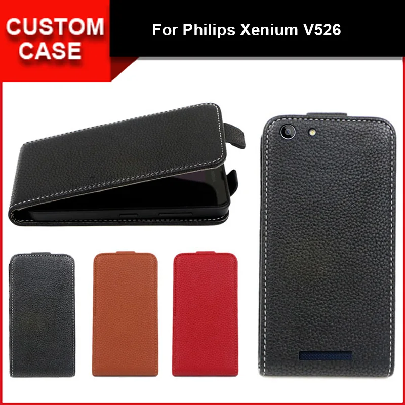 

Luxury flip vertical cover bag flip up and down PU Leather Case for Philips Xenium V526, free gift