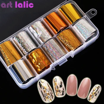 

1 Box Holographic Nail Foil Set 2.5*60cm Gold Silver Holographic Transfer Sticker Laser DIY Manicure Starry Sky Decals