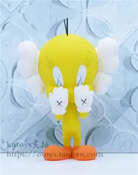 Высокое Качество OriginalFake Kaws Товарища Tweety 22 см Желтый/Черный Viny Пвх Смолы Фигурки Игрушки Моды