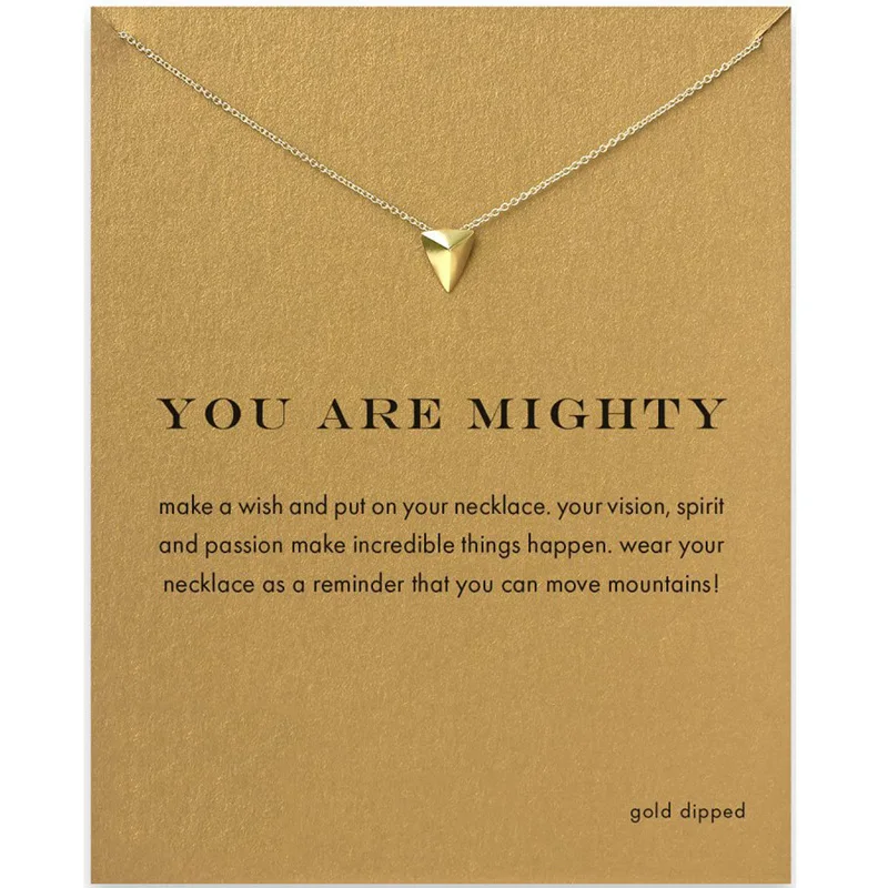 

Trendy Triangle Arrow Necklace For Women Minimalist Pendant Gold Color Chain Choker Necklaces You Are Mighty Gift Card