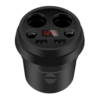 

YANTU Cup Car Charger Multi-function Display Voltage 3.1A 2 USB Car- DC 12-24V Cigarette Lighter Splitter For GPS DVR Charge