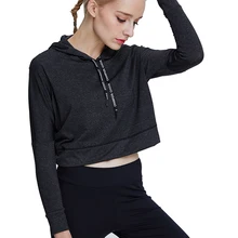 Женский спортивный топ для занятий йогой, спортивные толстовки, худи, футболка с капюшоном и длинным рукавом для занятий спортом, спортивная одежда