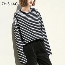 Zisilao Летняя женская футболка плюс размер полосатая футболка harajuku рубашка футболка с длинными рукавами футболка оверсайз